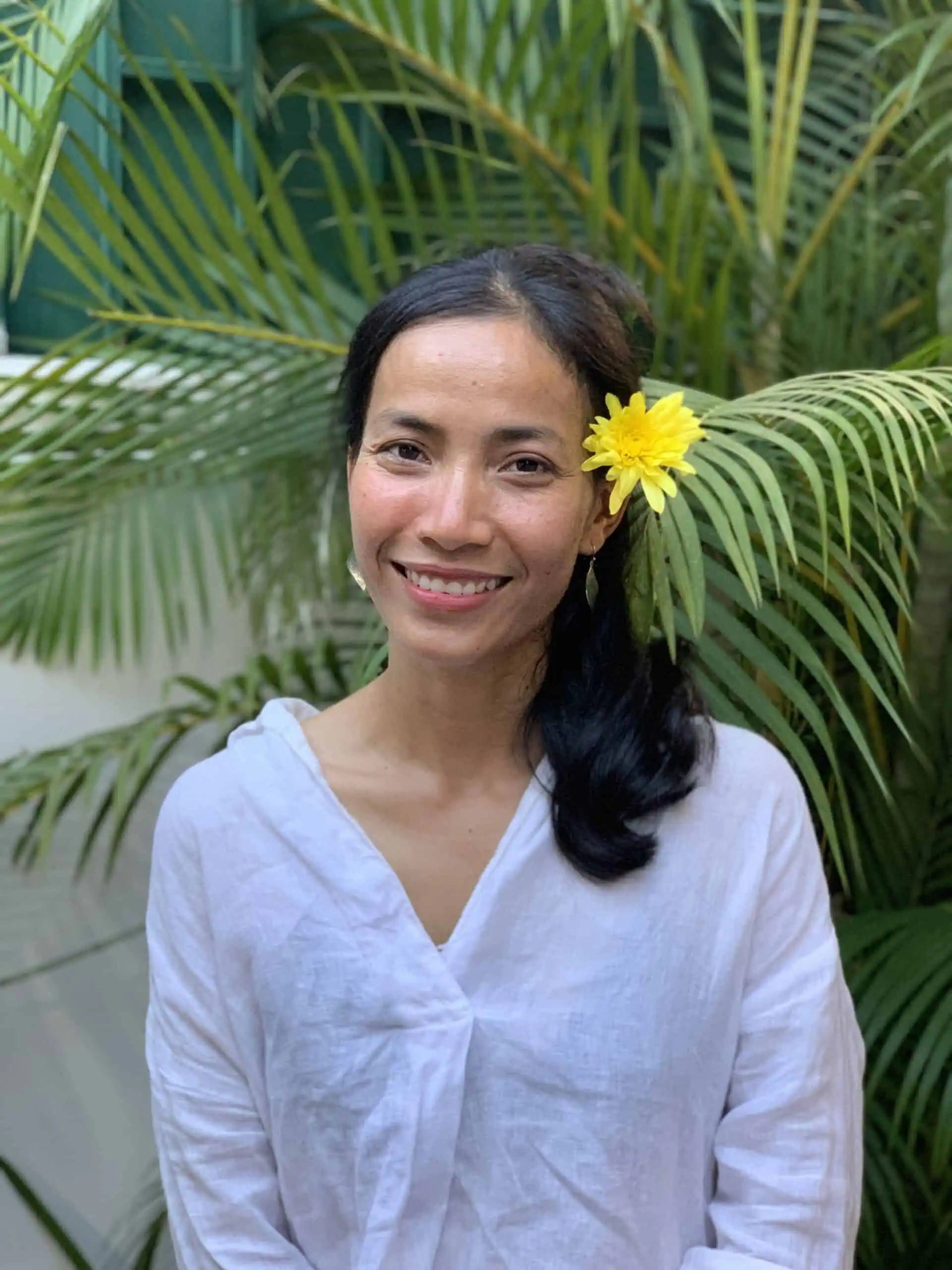 Yoga teacher Chhayleang Kauy in at the Azahar Studio in Phnom Penh, Cambodia